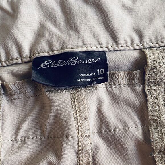 Eddie Bauer Pants Size 10 Tan Roll Tab Hem Convertible Hiking Outdoor Gorpcore - Picture 6 of 11